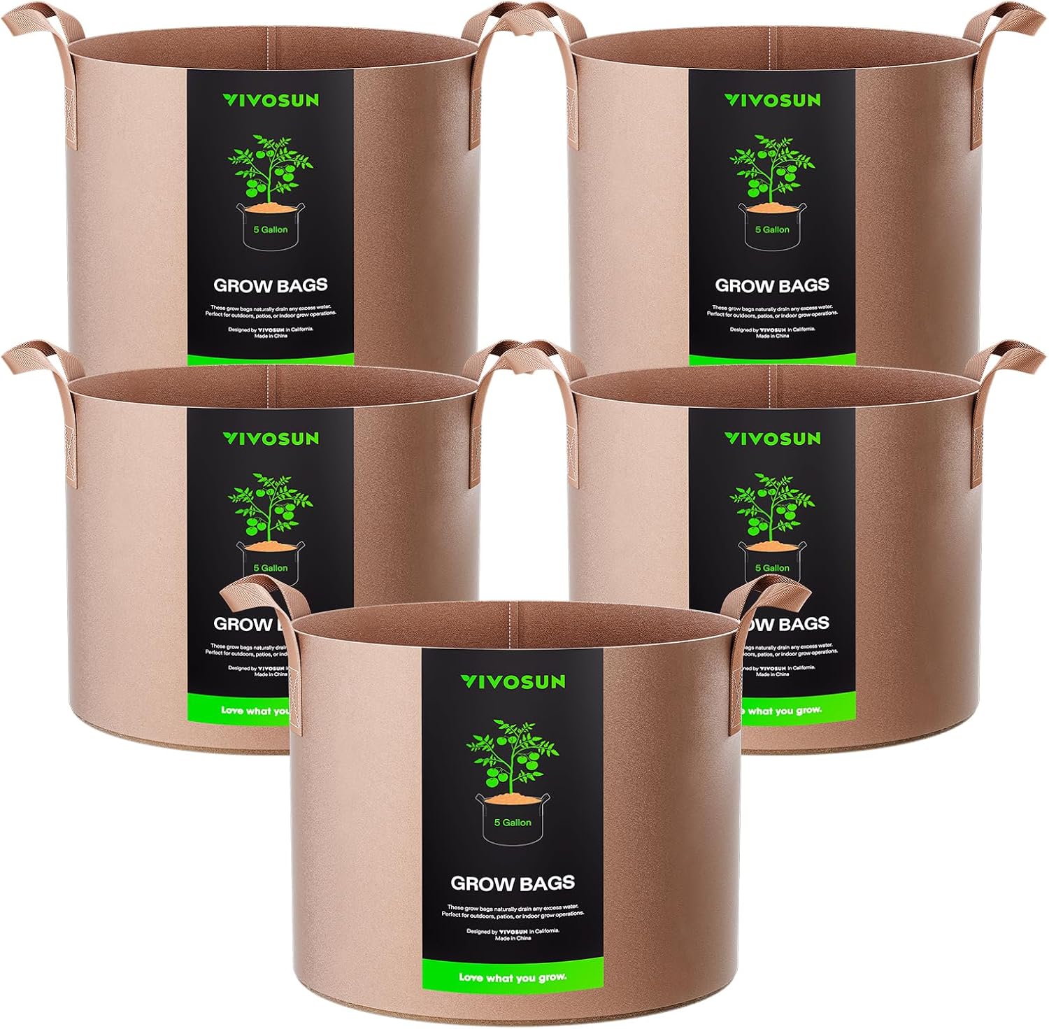 VIVOSUN 5-Gallon Fabric Pots (5-pack)
